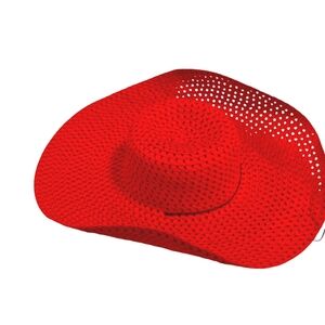 ``RH25810. Red Vintage Floppy Straw/Sun Hat